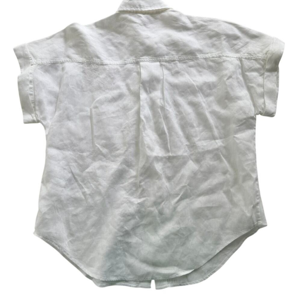 Banana Republic Linen Cap Sleeve Top White Size Small Summer Beach Crisp Cotton - Picture 5 of 6